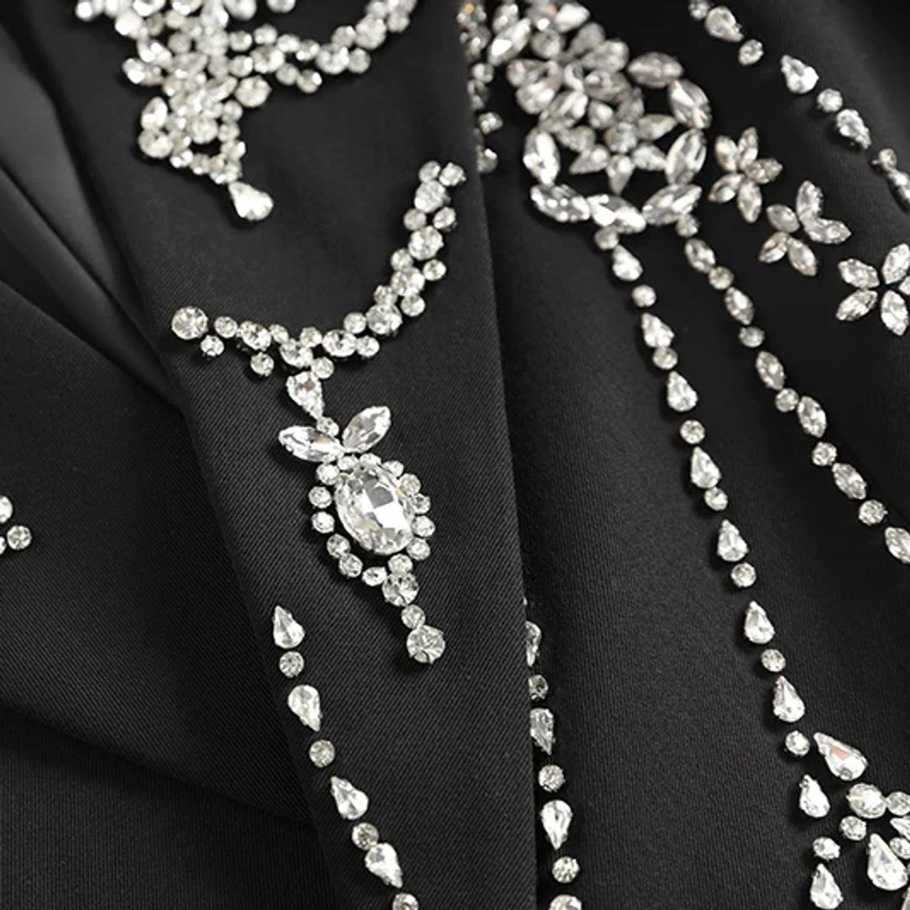 Long Sleeve Crystal Embellished Blazer