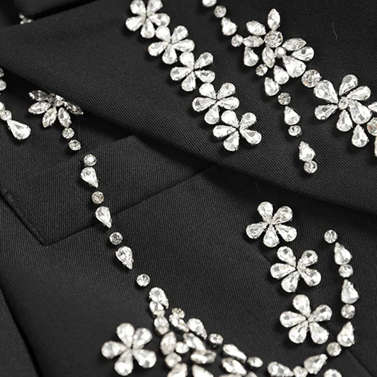 Long Sleeve Crystal Embellished Blazer