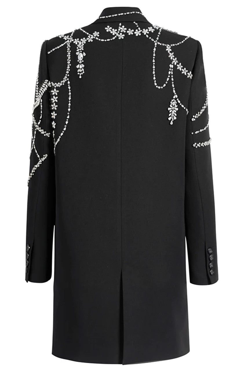 Long Sleeve Crystal Embellished Blazer