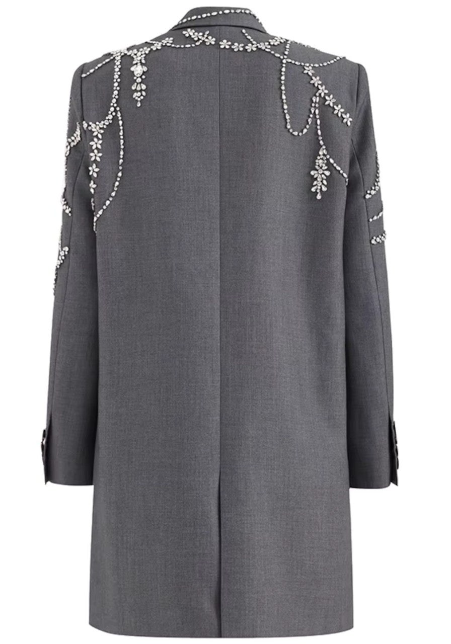 Long Sleeve Crystal Embellished Blazer