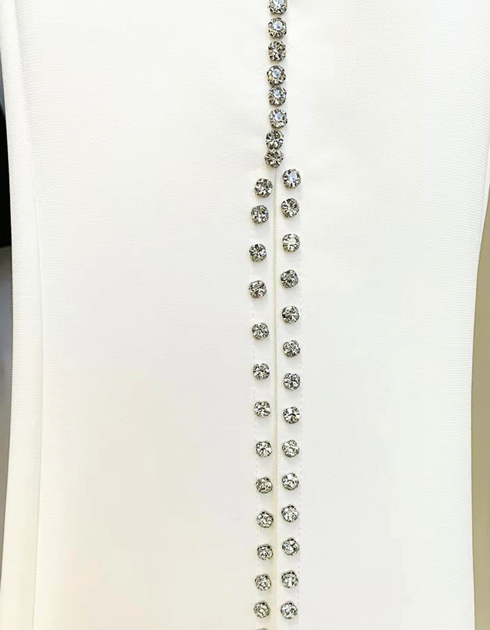 Long Sleeve Crystal Studded Suit White