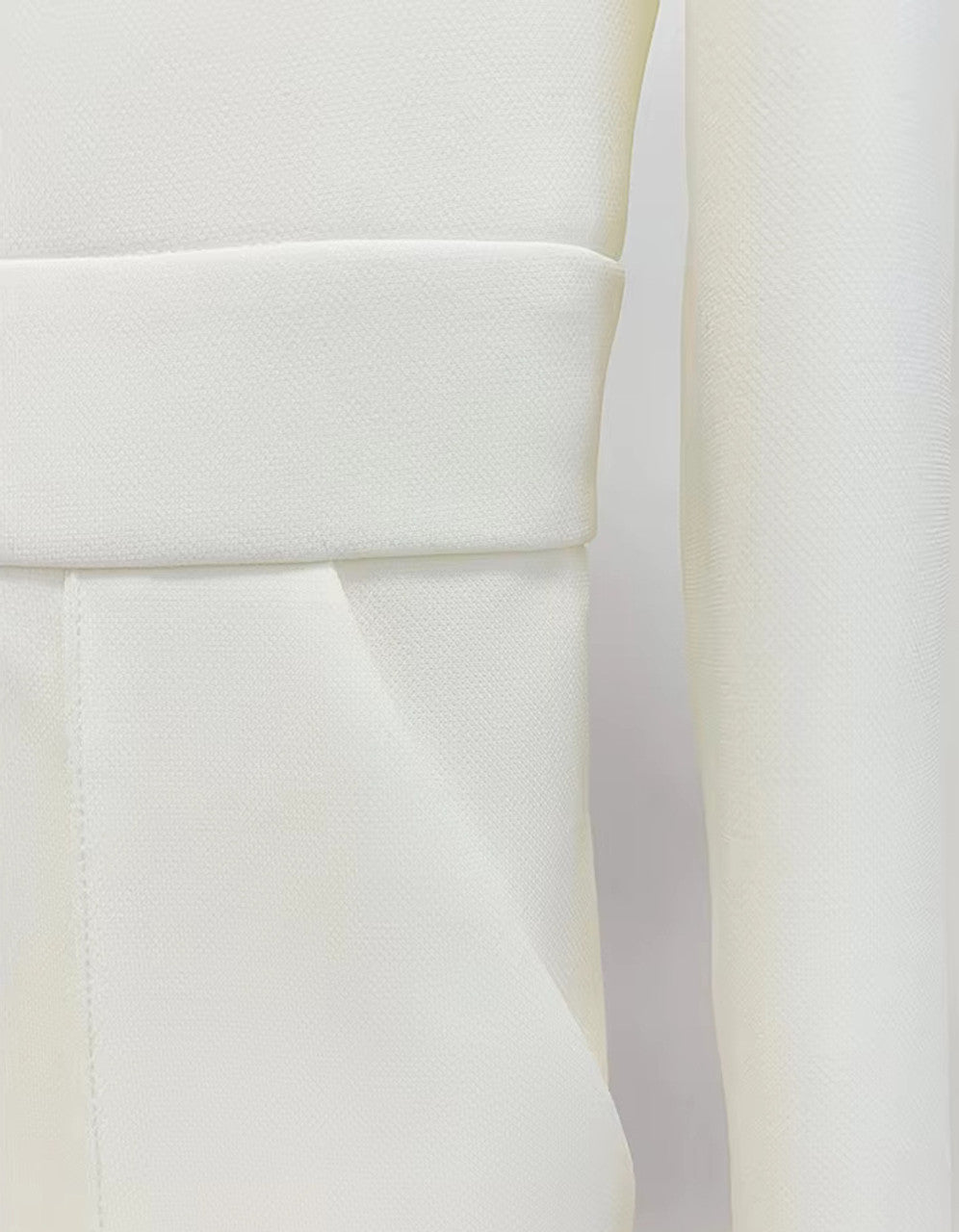 Long Sleeve Crystal Trim Jumpsuit White