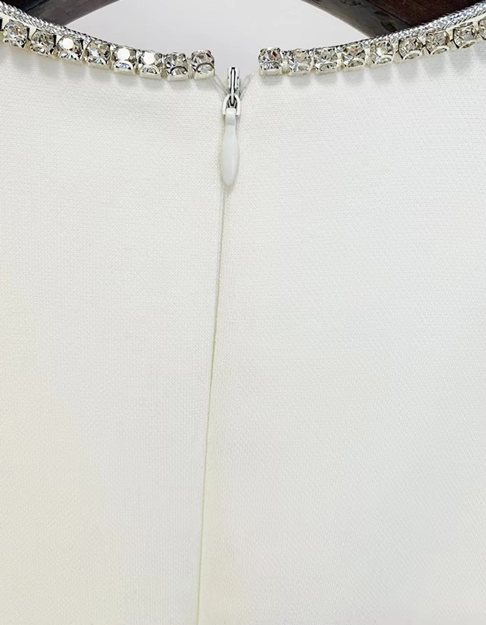 Long Sleeve Crystal Trim Jumpsuit White