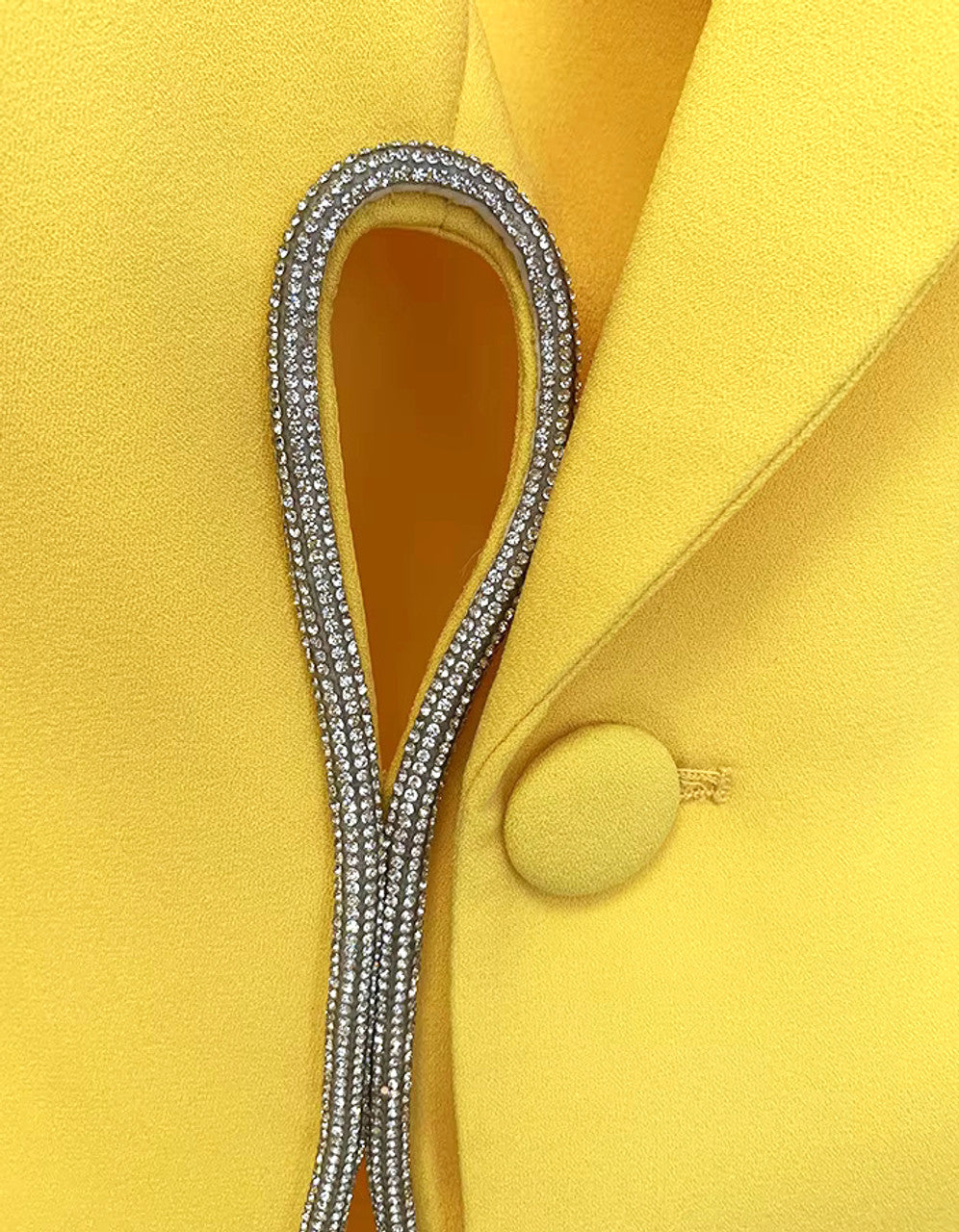 Long Sleeve Crystal Trim Suit Yellow HV9927