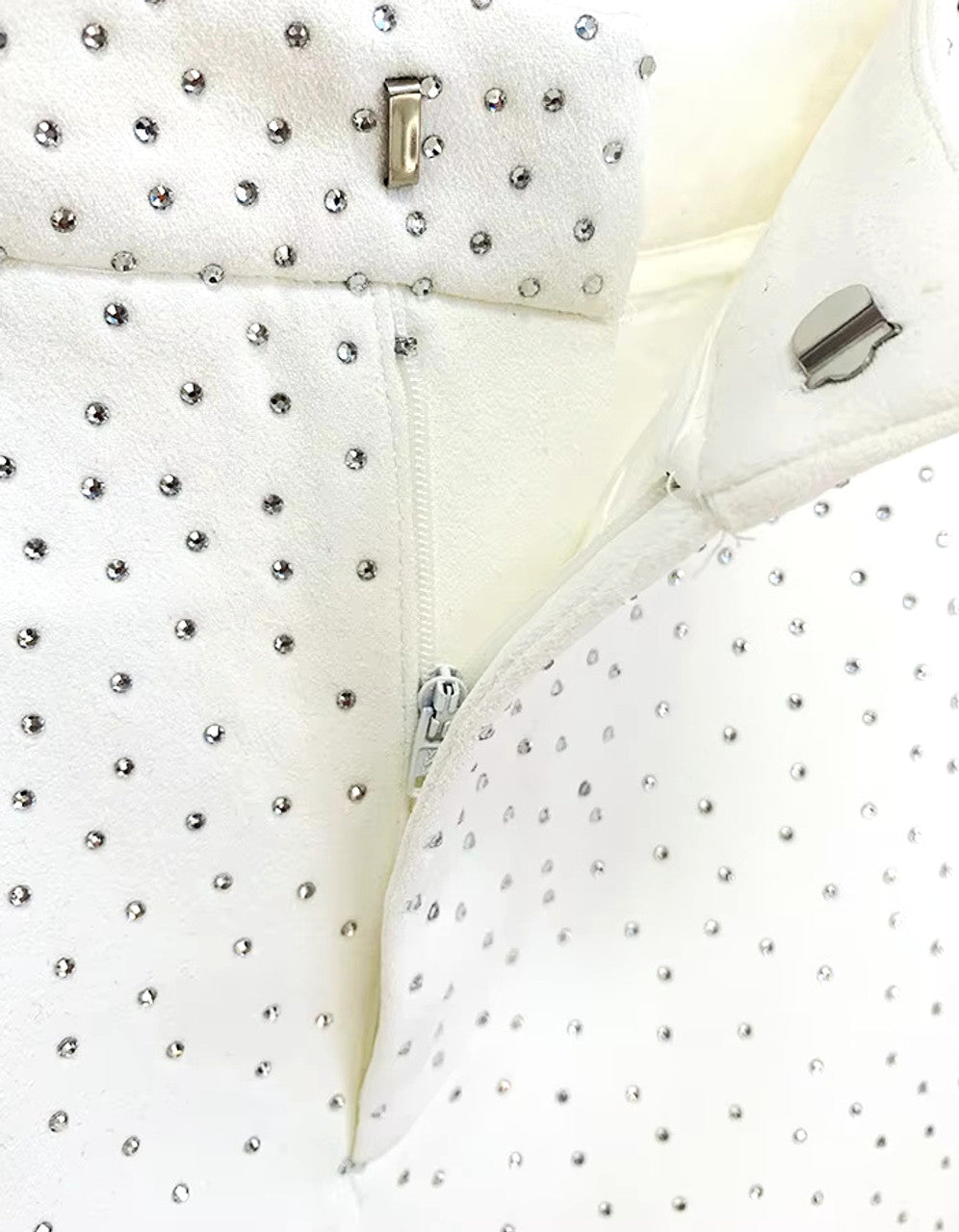 Long Sleeve Crystal Two Piece Set White