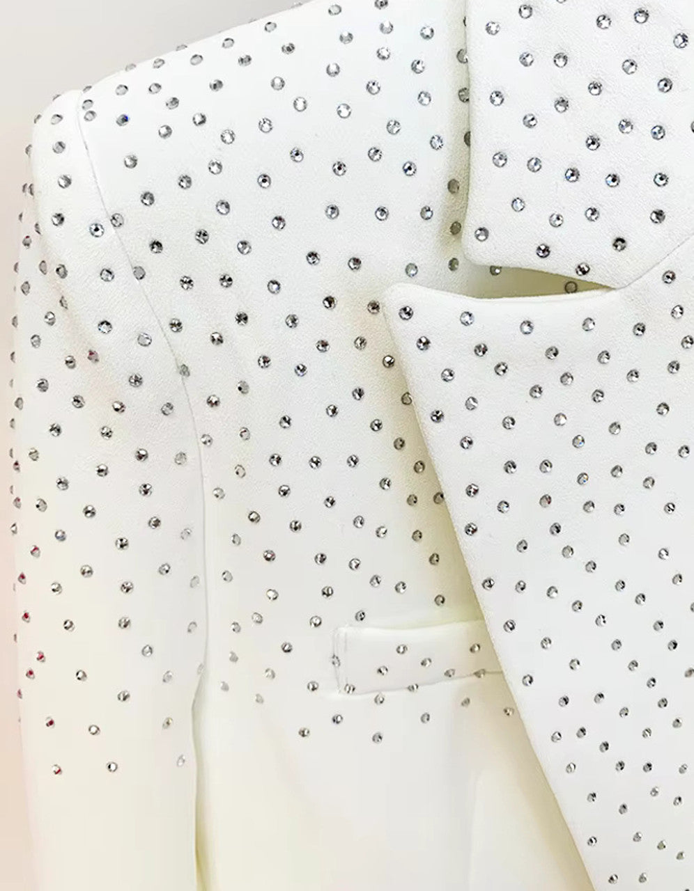 Long Sleeve Crystal Two Piece Set White