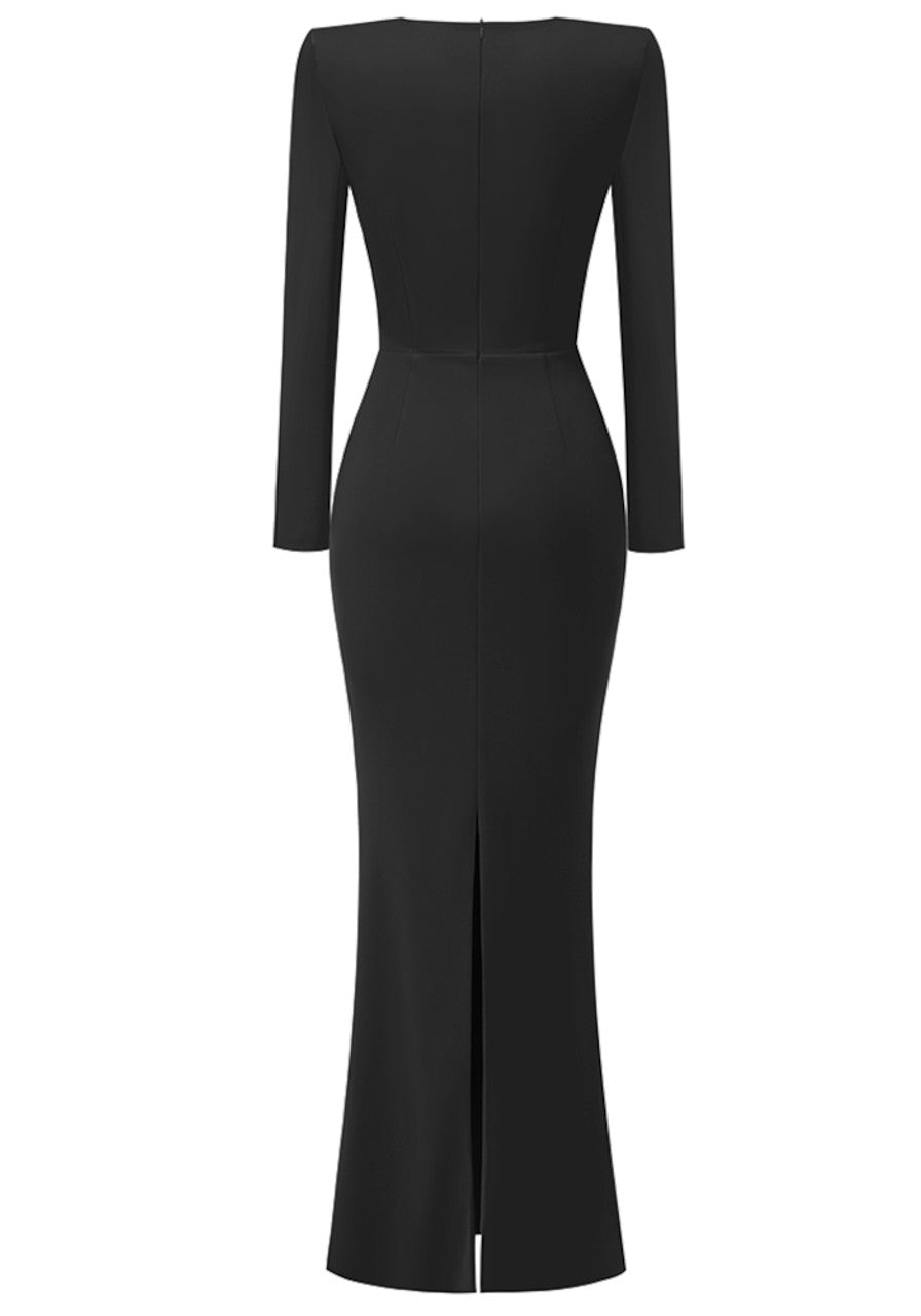 Long Sleeve Draped Bustier Maxi Dress HV1991