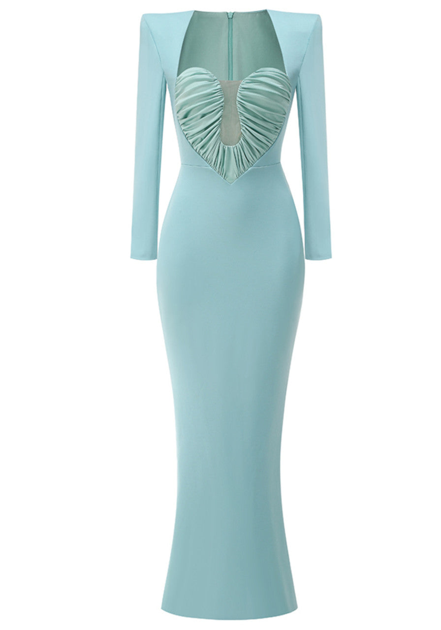 Long Sleeve Draped Bustier Maxi Dress HV1991