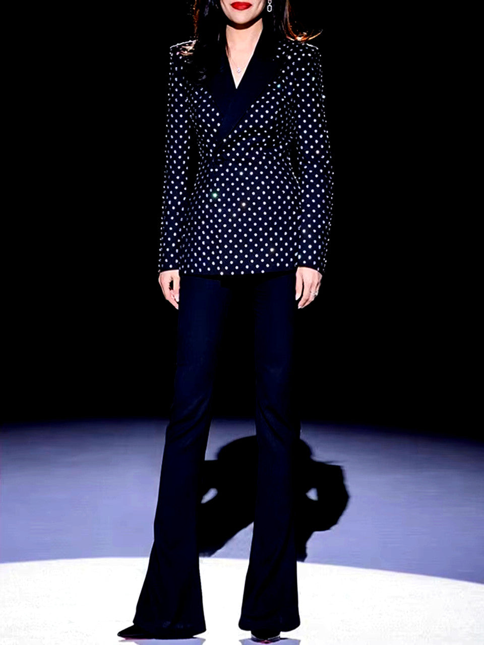 Long Sleeves Embellished Suit Black