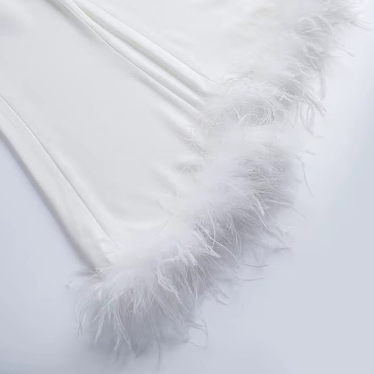 Long Sleeve Feather Detail Suit White