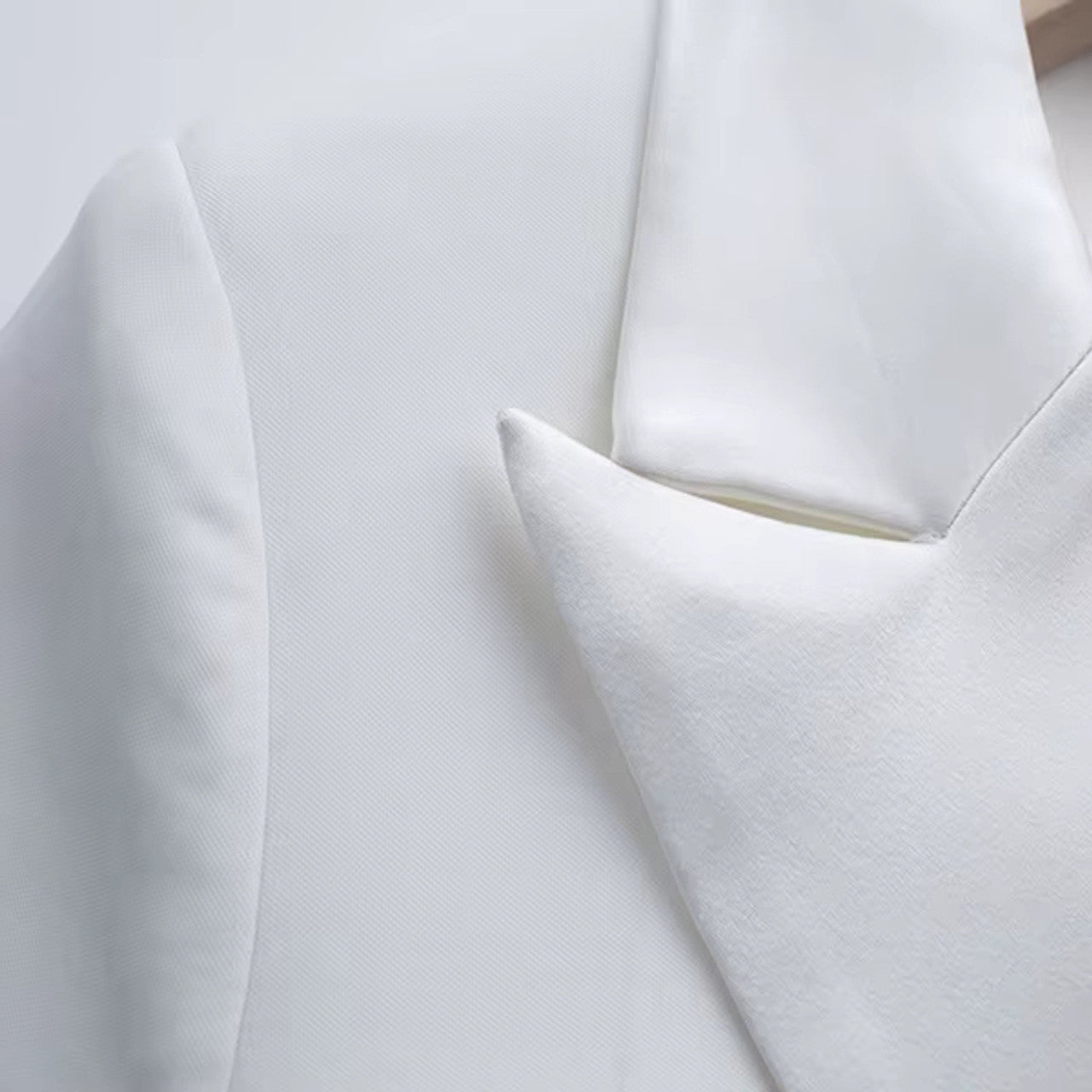 Long Sleeve Feather Detail Suit White