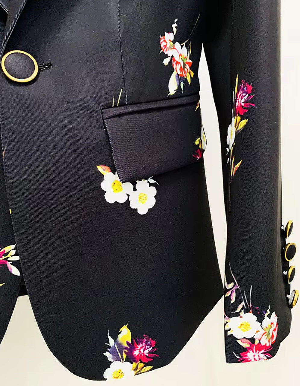 Long Sleeve Floral Suit Black