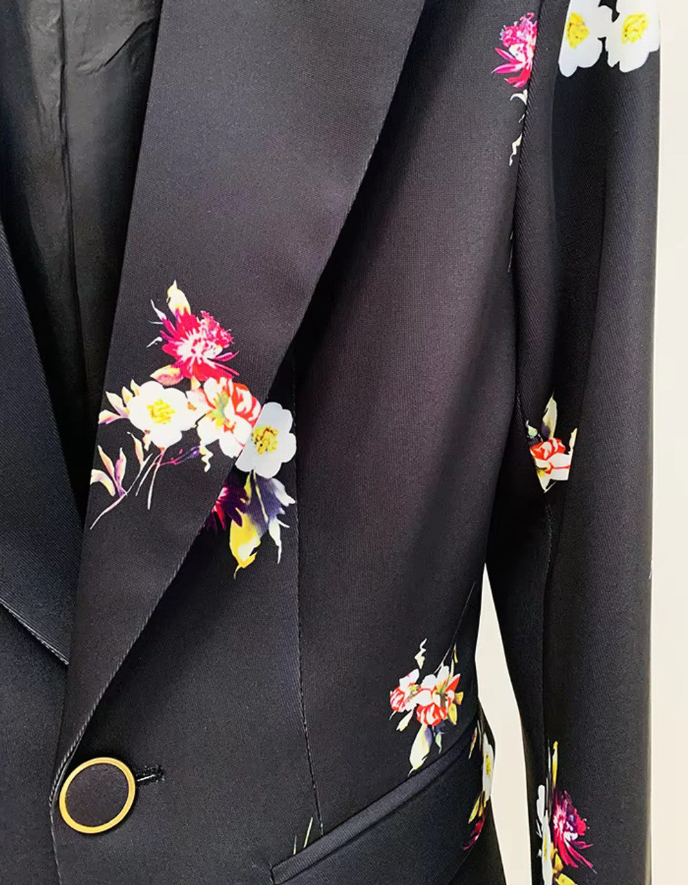 Long Sleeve Floral Suit Black