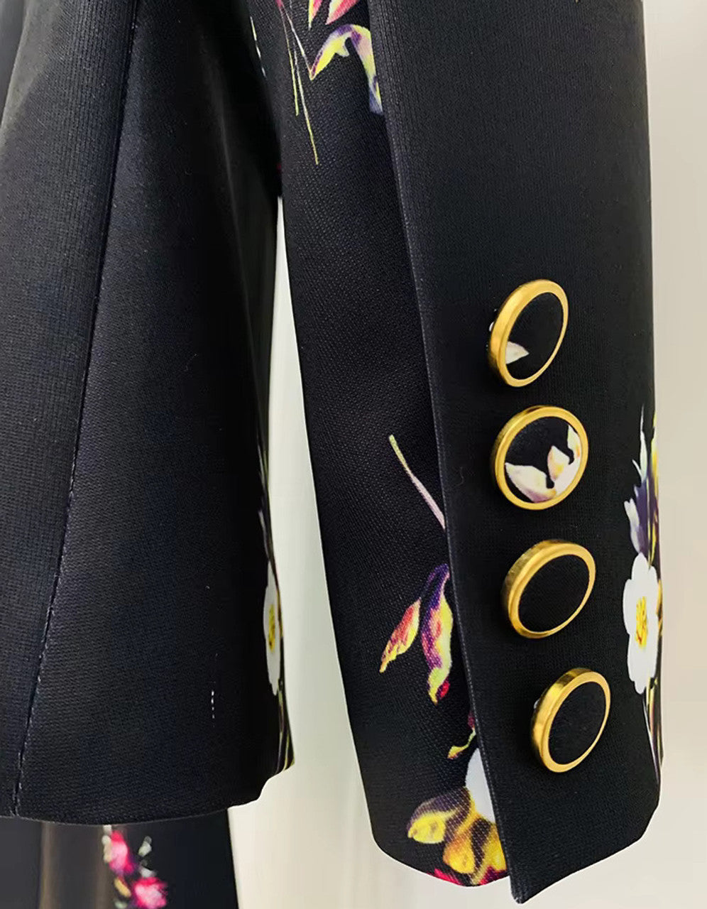 Long Sleeve Floral Suit Black
