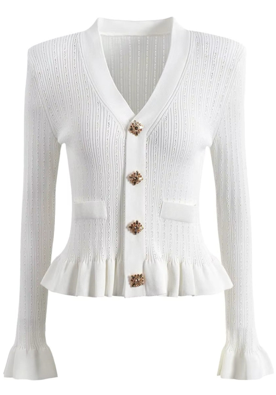 Long Sleeve Fluted Midi Two Piece Knitted Dress