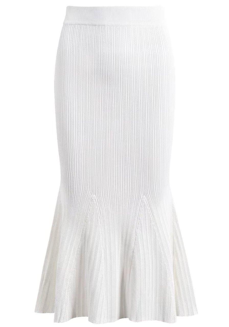 Long Sleeve Fluted Midi Two Piece Knitted Dress