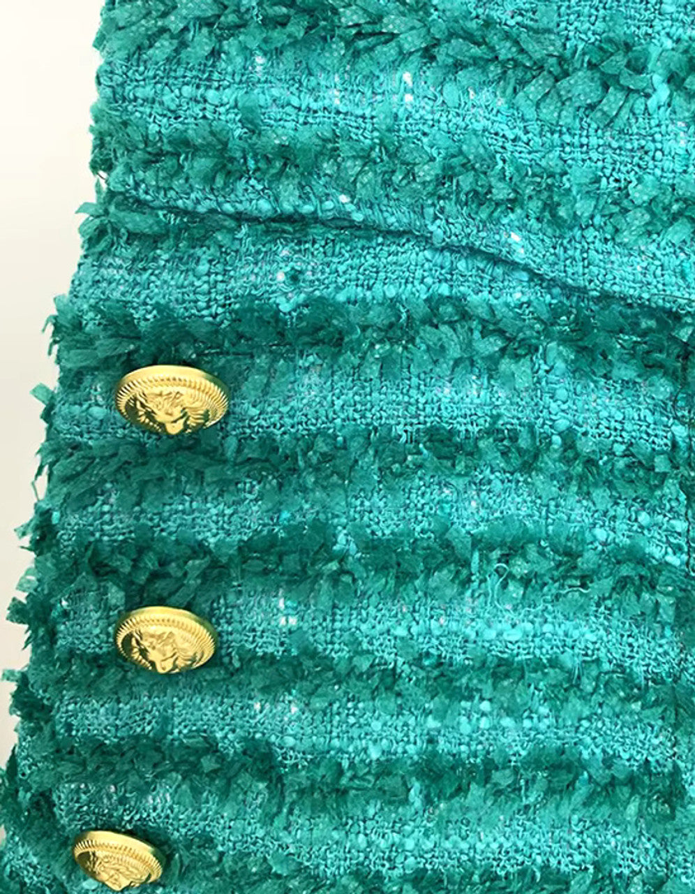 Long Sleeve Frayed Blazer Green