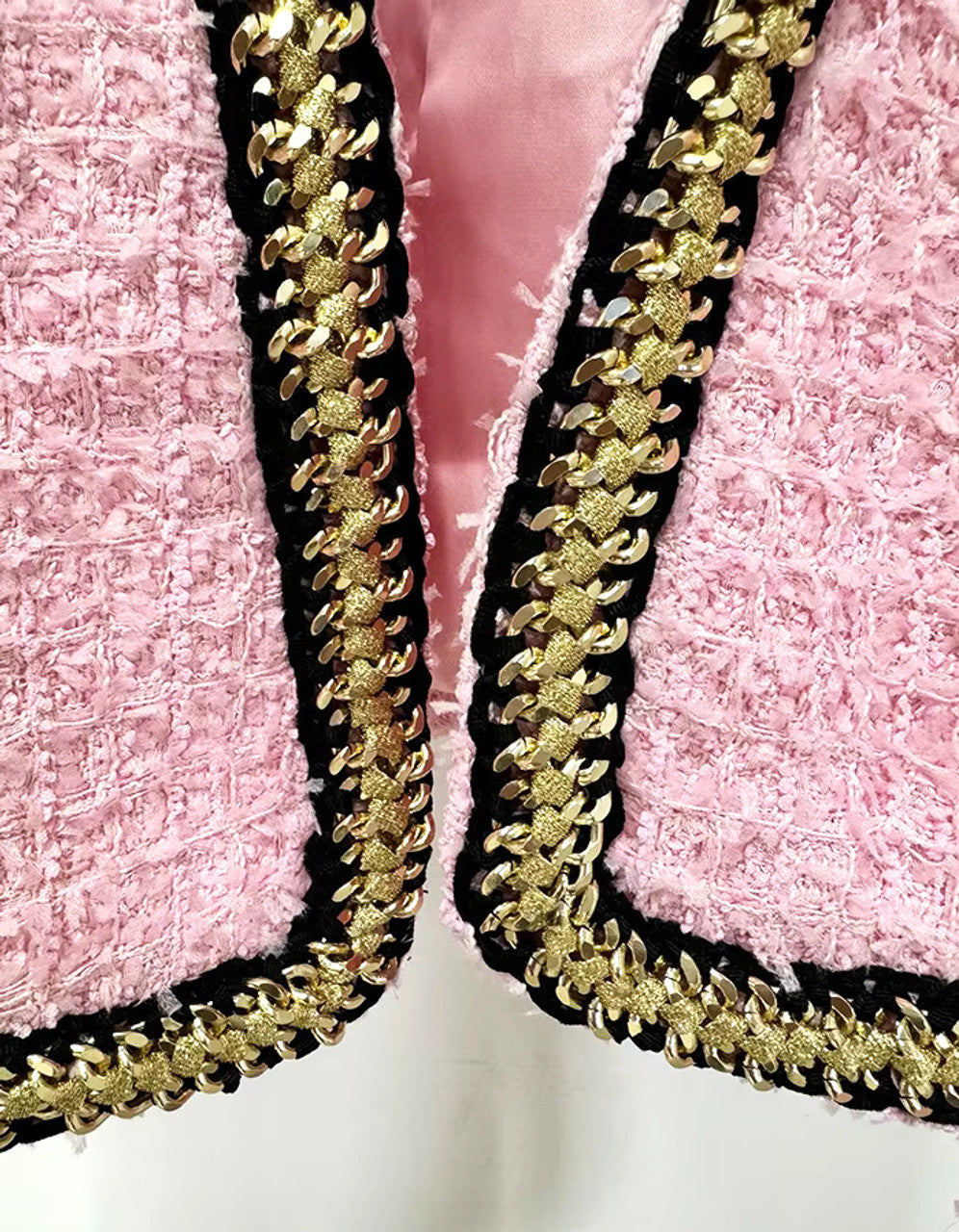 Long Sleeve Gold Trim Two Piece Set Pink HV1423