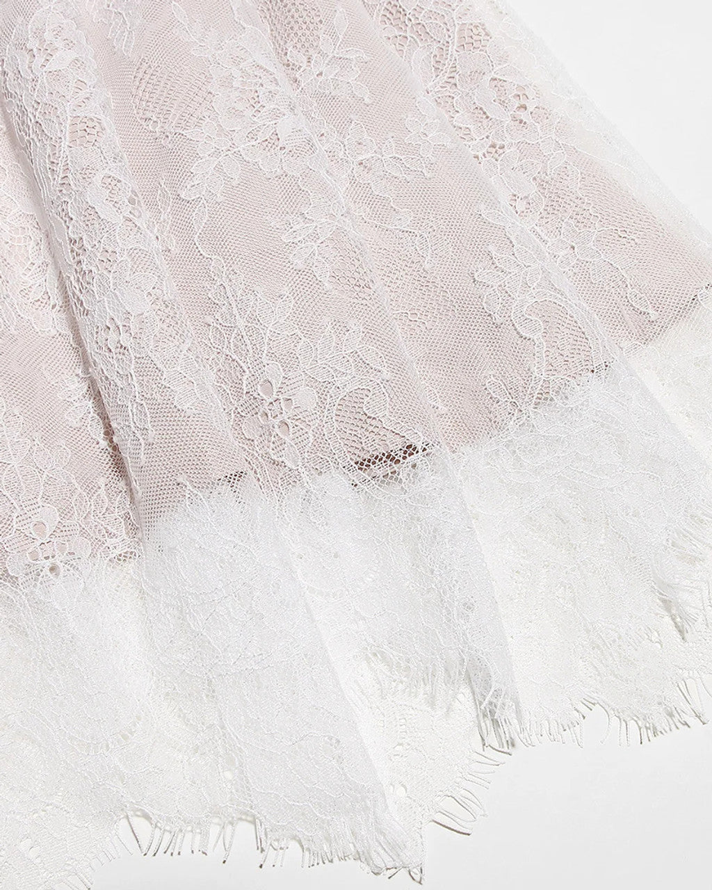 Long Sleeve Draped Lace Corset Maxi Dress White