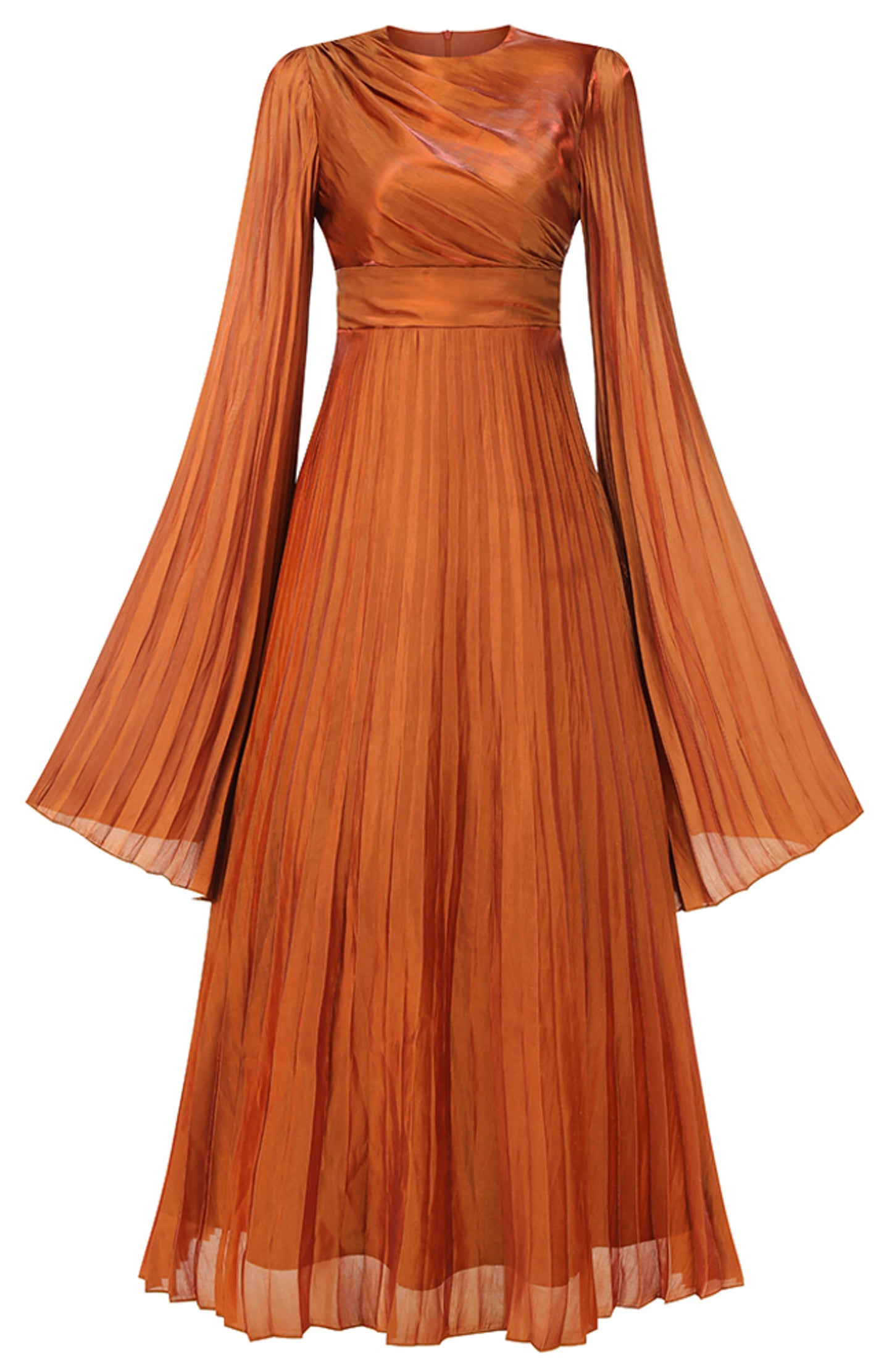 Long Sleeve Pleated Maxi Dress