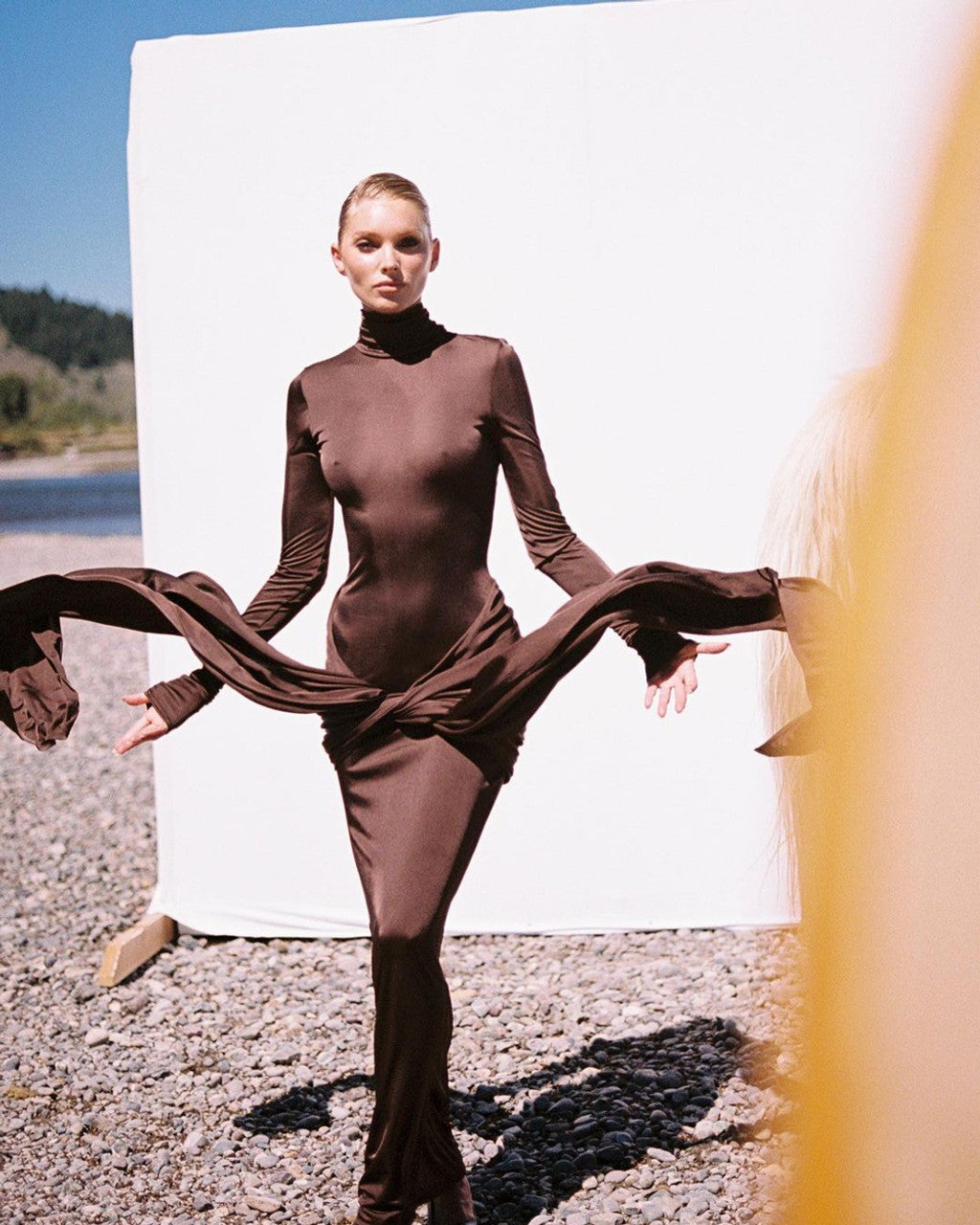 Long Sleeve Ruched Detail Maxi Dress