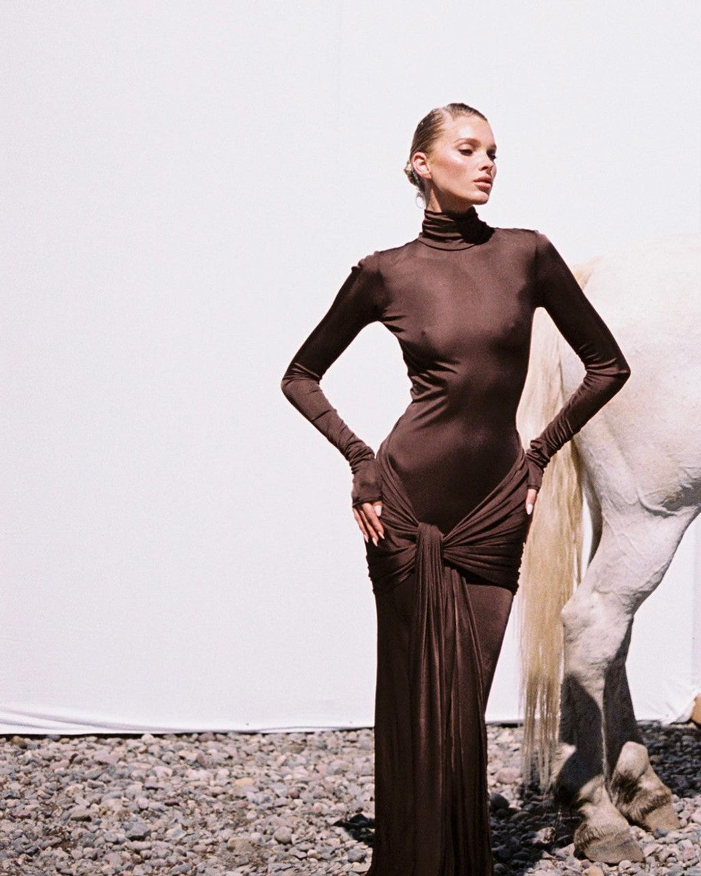 Long Sleeve Ruched Detail Maxi Dress