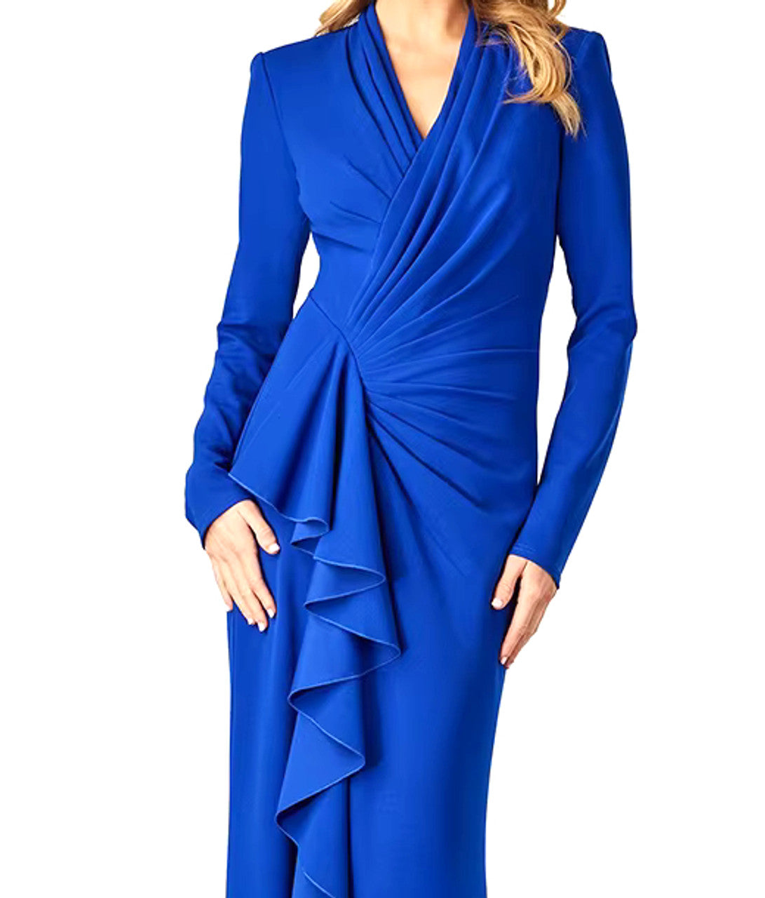 Long Sleeve Ruffle Maxi Dress Blue