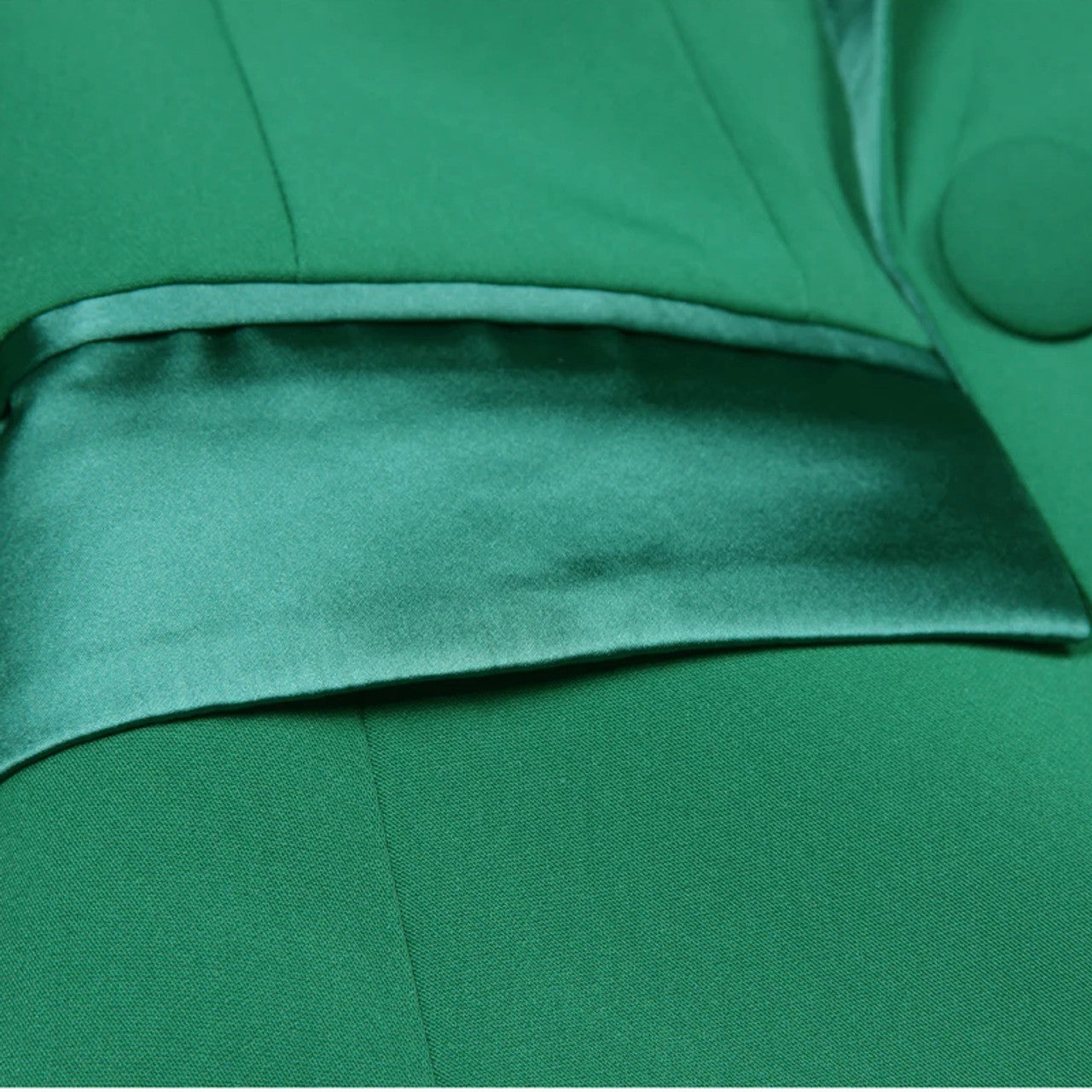 Long Sleeve Satin Detail Suit Green