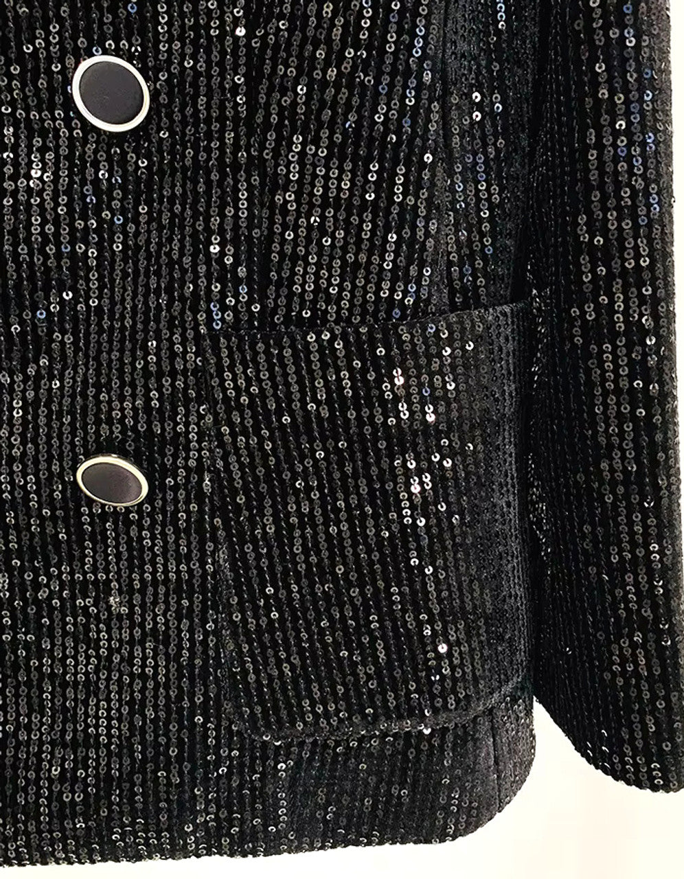 Long Sleeve Sequined Blazer Black
