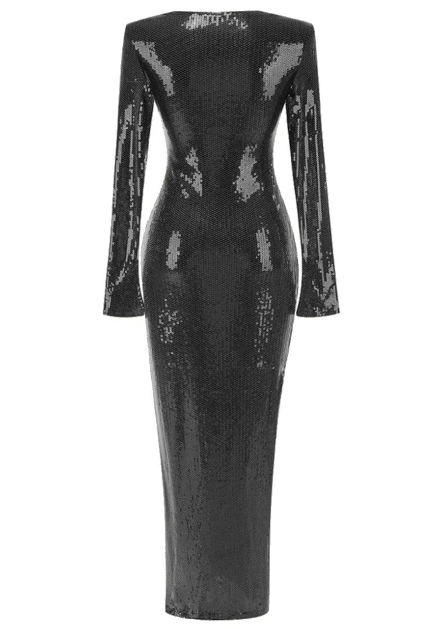 Long Sleeve Sequined Maxi Dress