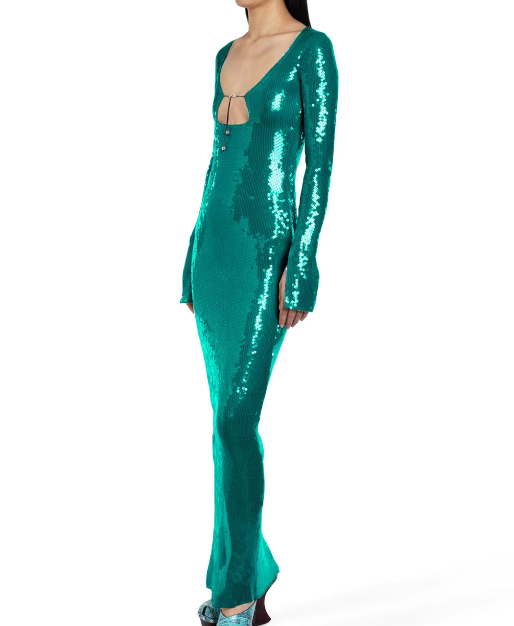 Long Sleeve Sequined Maxi Dress