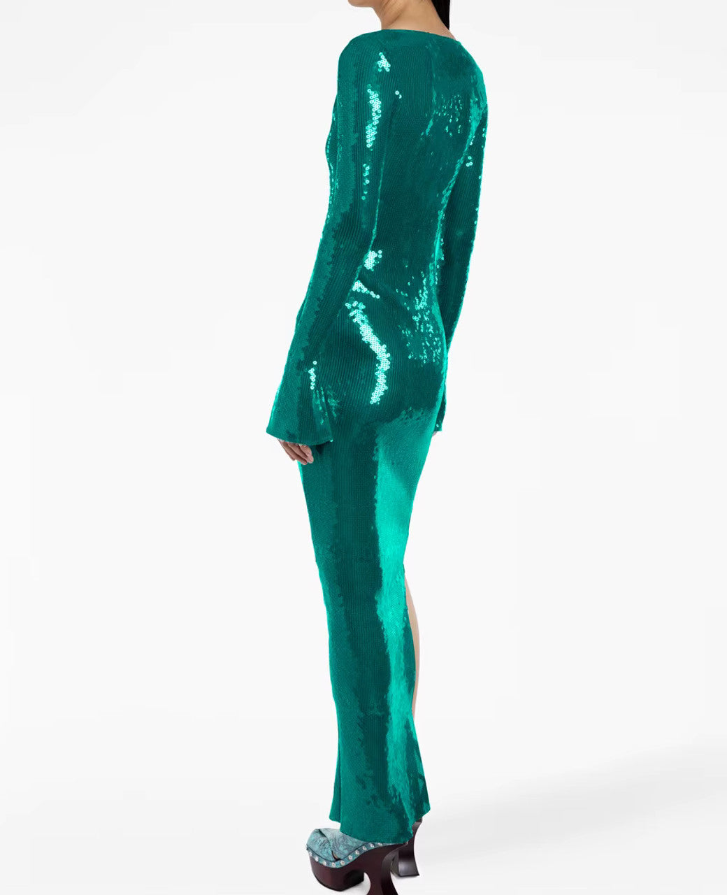 Long Sleeve Sequined Maxi Dress