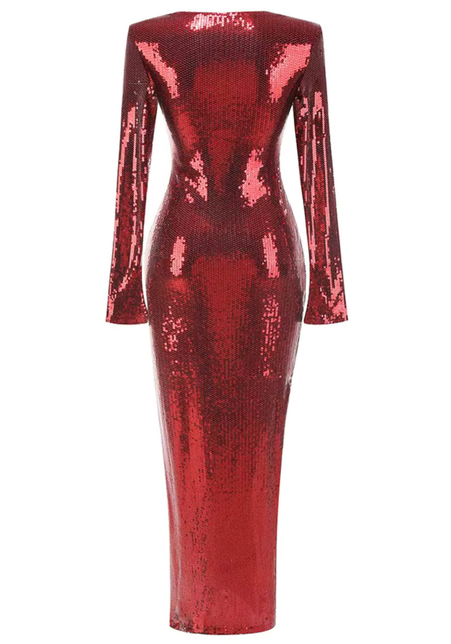 Long Sleeve Sequined Maxi Dress