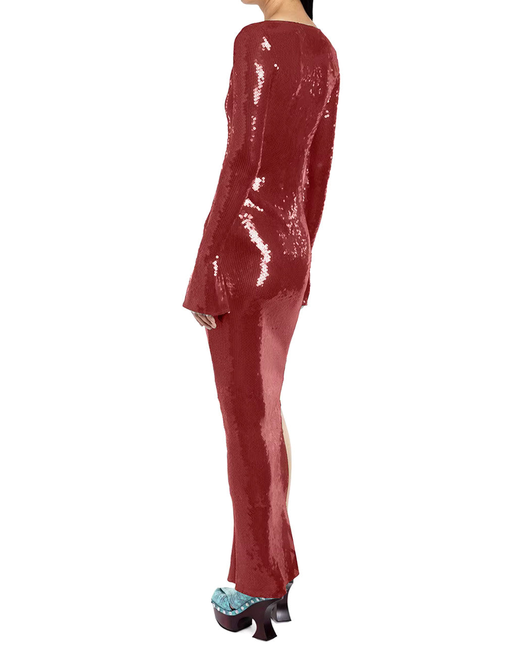 Long Sleeve Sequined Maxi Dress