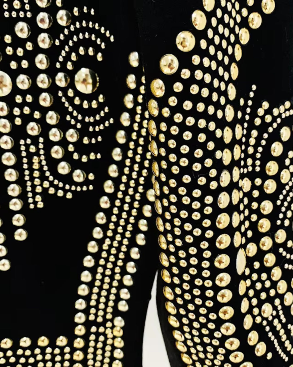 Long Sleeve Studded Dress Black Gold