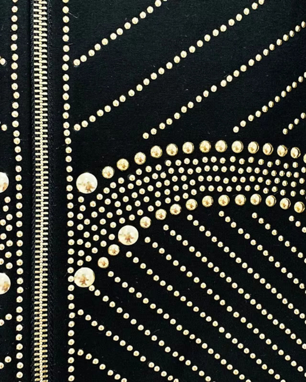 Long Sleeve Studded Dress Black Gold