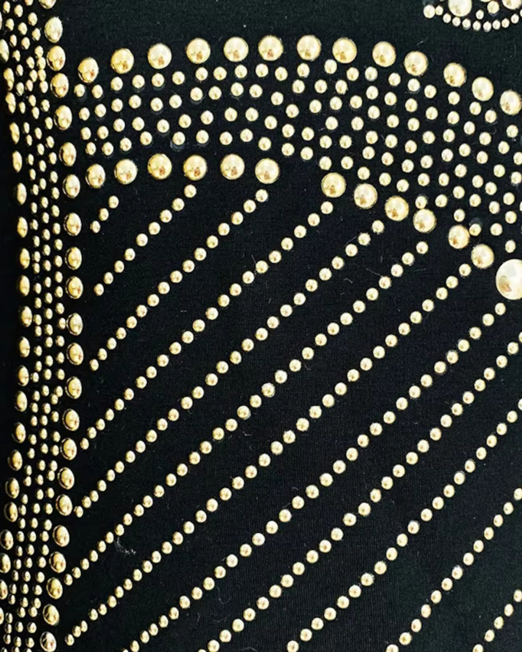 Long Sleeve Studded Dress Black Gold