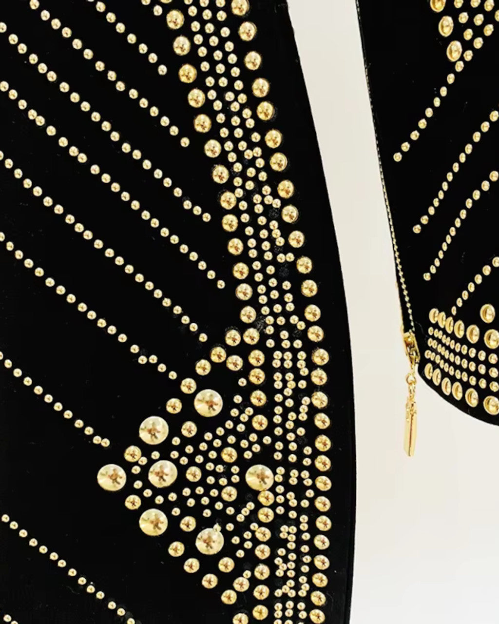 Long Sleeve Studded Dress Black Gold