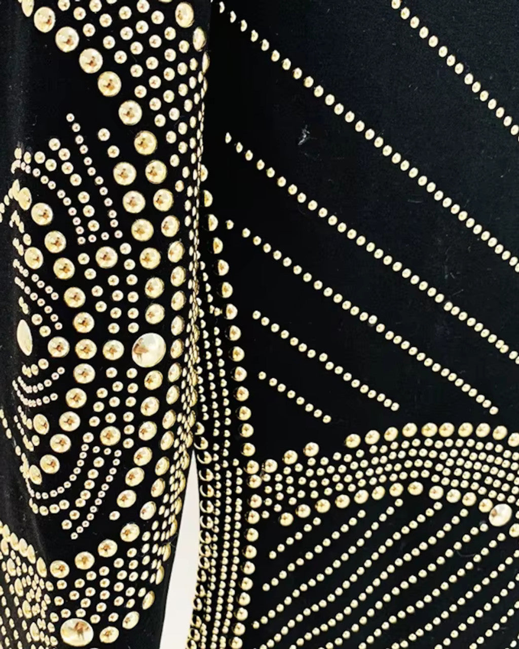 Long Sleeve Studded Dress Black Gold