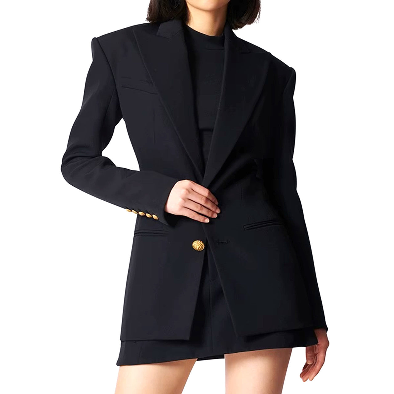 Long Sleeve Two Button Blazer White
