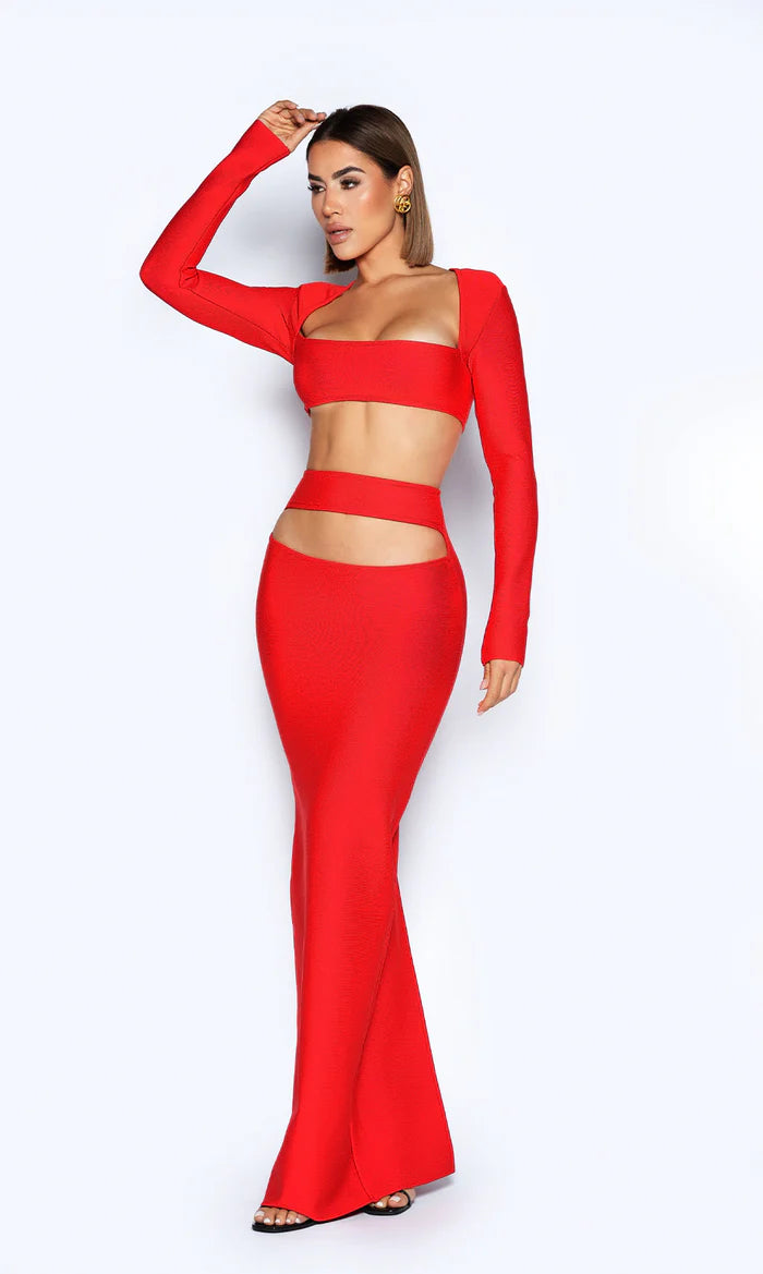 Long Sleeve Two Piece Maxi Dress HV8590