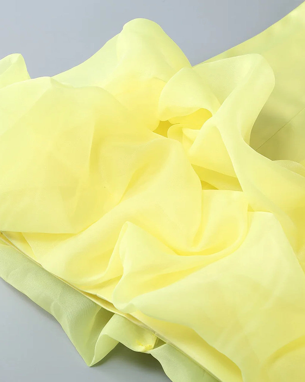 One Shoulder Puff Dress Yellow