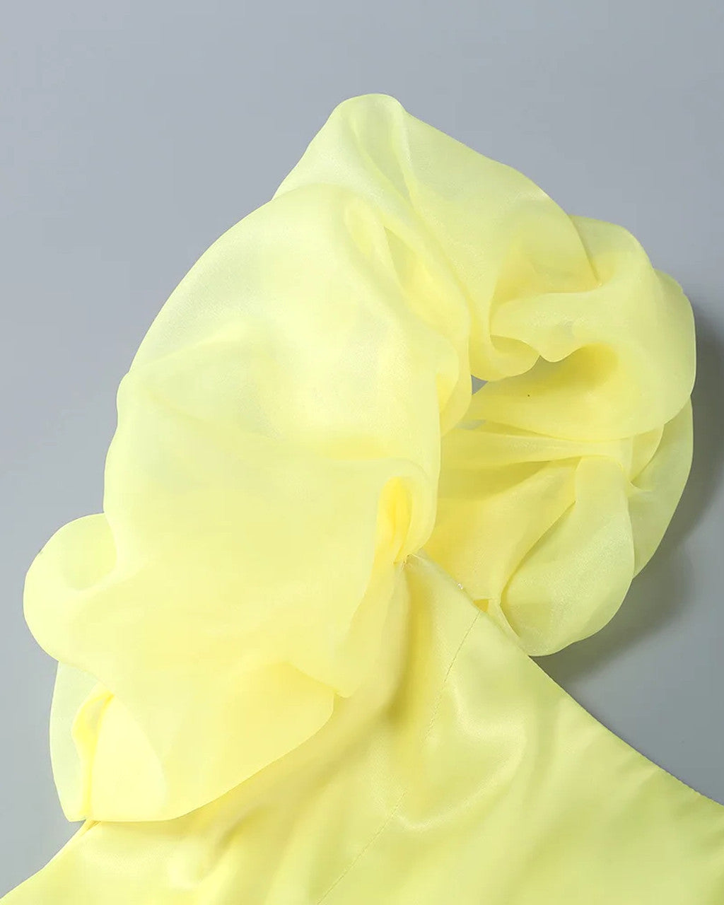 One Shoulder Puff Dress Yellow