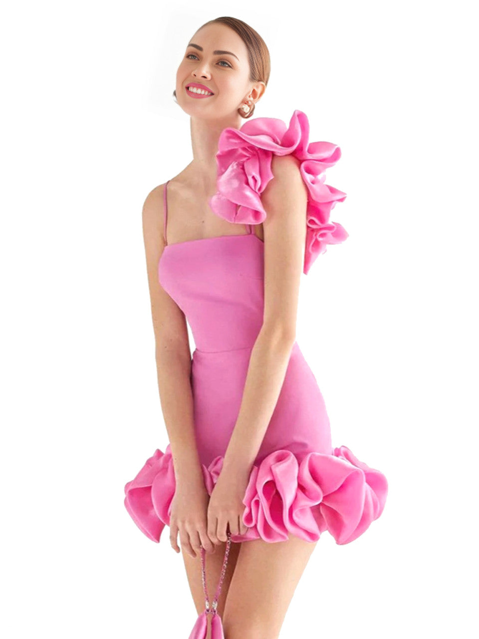 Puff Detail Dress Pink HV1652