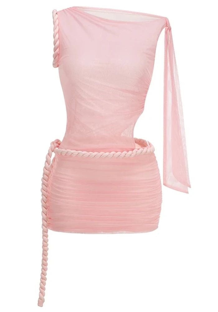 Draped Cut Out Dress Pink HV2879