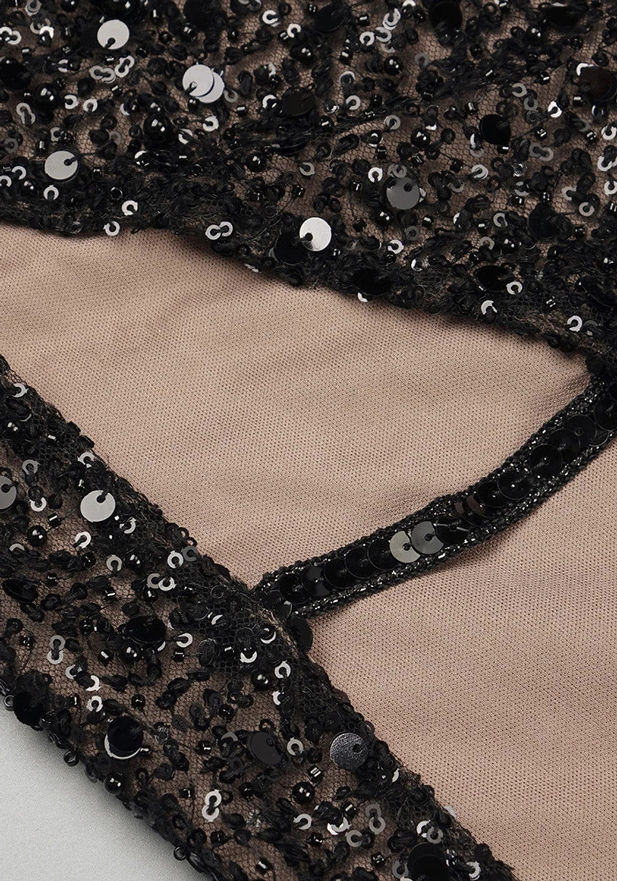 Sequin Embellished Maxi Dress Black HV1103