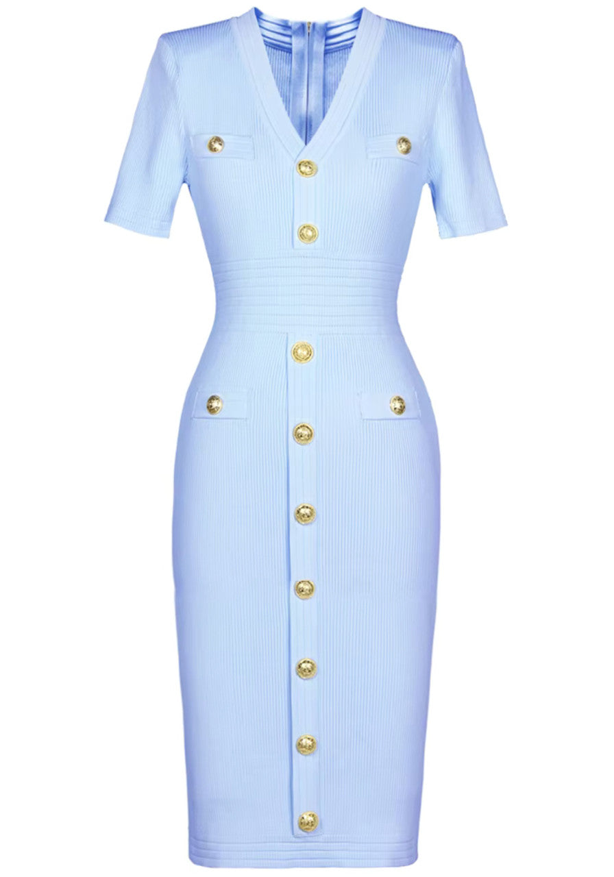 Short Sleeve Ribbed Knitted Dress