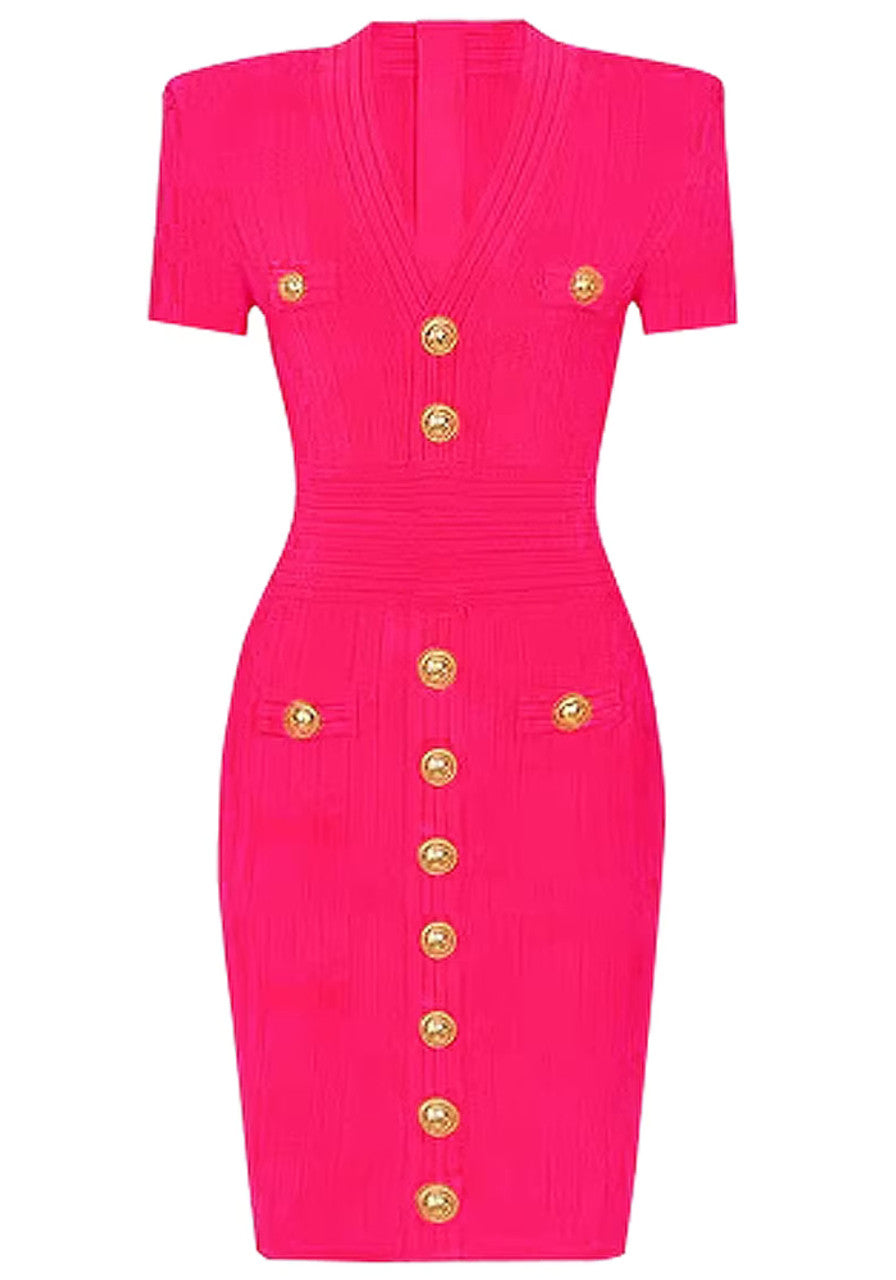 Short Sleeve Ribbed Knitted Dress