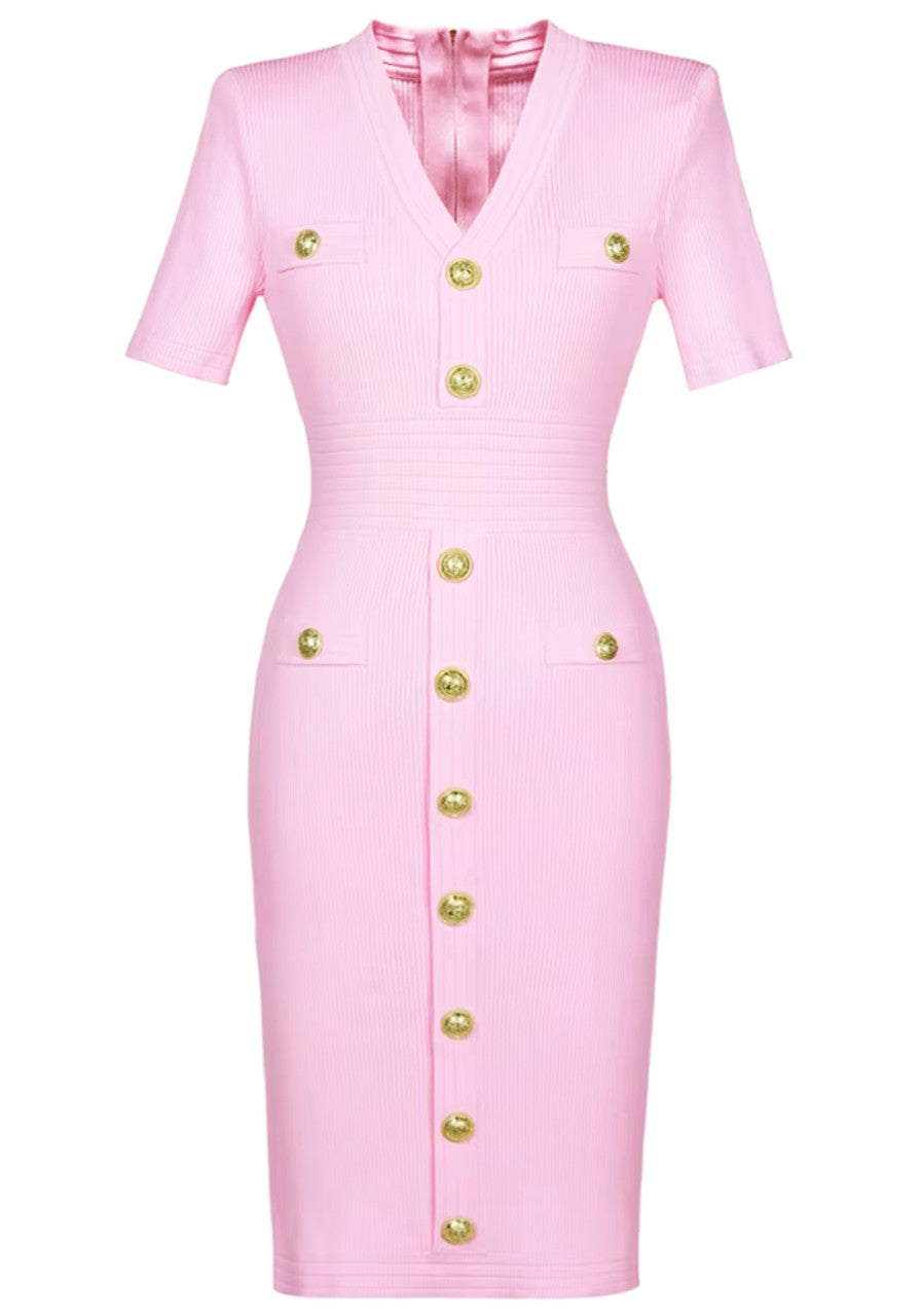 Short Sleeve Ribbed Knitted Dress