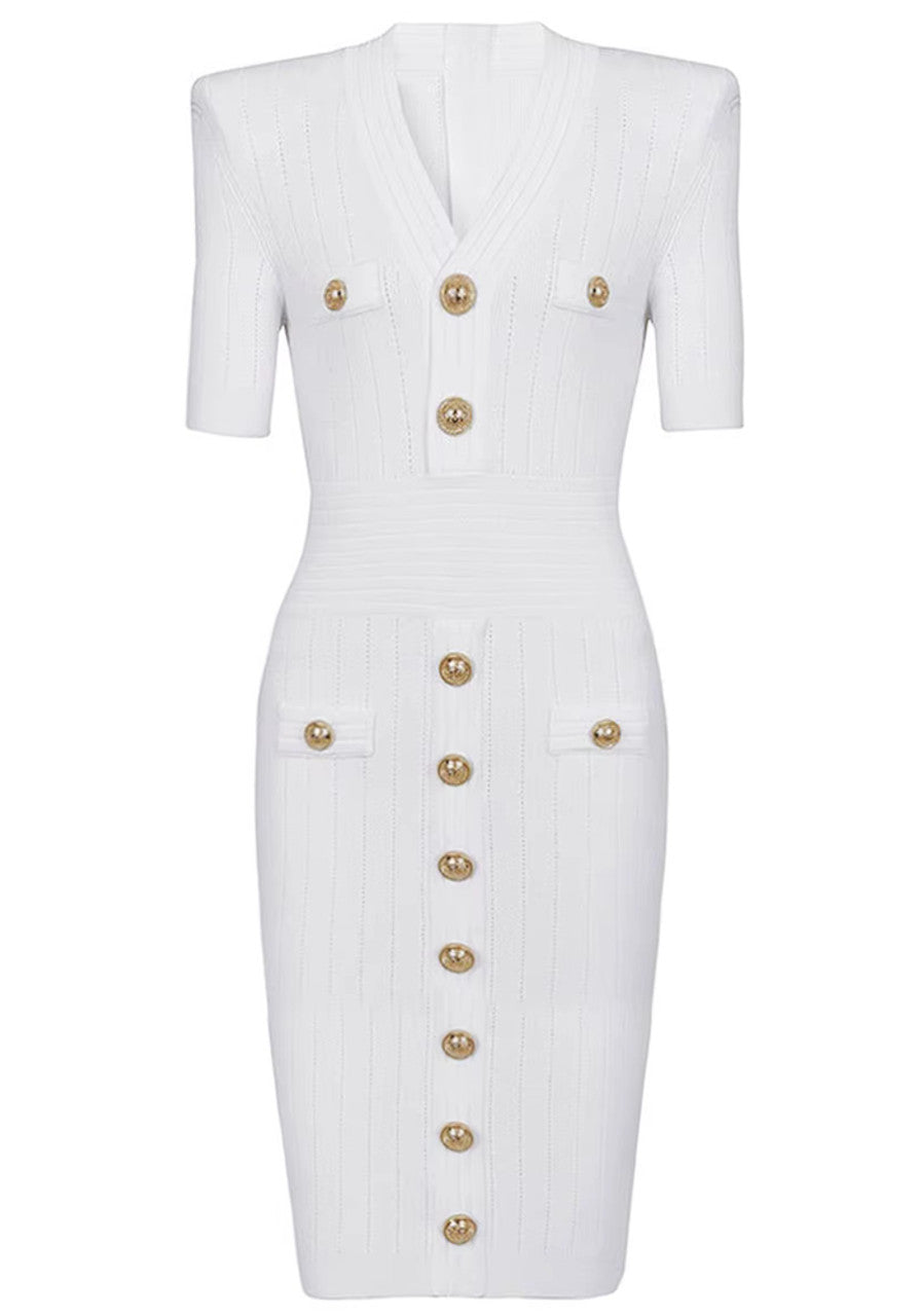 Short Sleeve Ribbed Knitted Dress